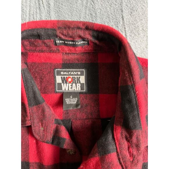 Men’s galyans heavy flannel workwear, large red plaid excellent condition - Picture 2 of 8
